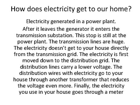 How Does Electricity Get To Our Home Electricity