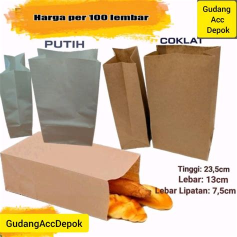 Jual Paper Bag Putih Kantong Makanan Kertas Roti Kantong Kertas Isi