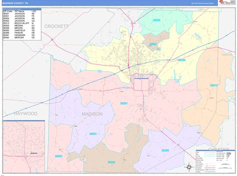 Madison County, TN Wall Map Color Cast Style by MarketMAPS - MapSales