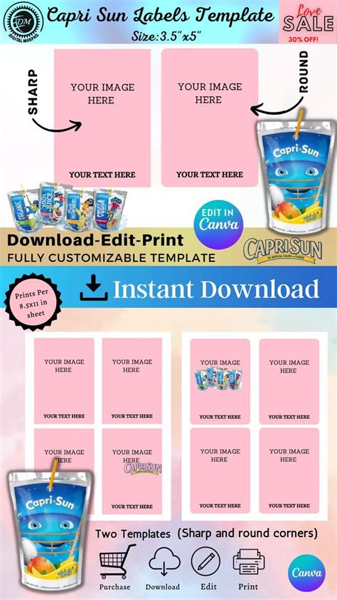 Label Templates Printable Templates Sun Template Capri Sun Chip