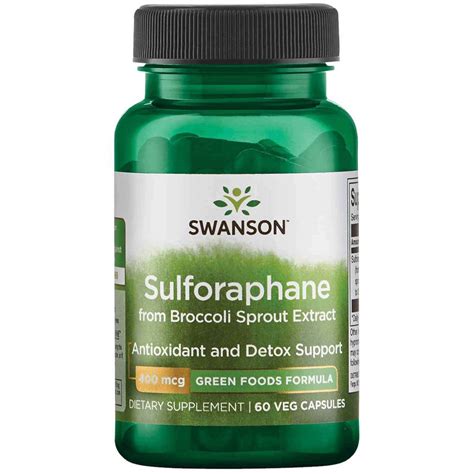 Swanson Sulforaphane From Broccoli Sprout Extract 400 Mcg 60 Veggie