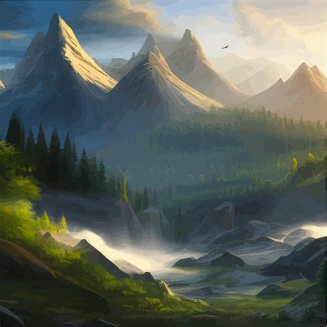 Montagnes Et Lac Paysage Dessin Anim Montagnes Rocheuses For T Et