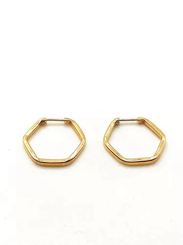 Aros Argollas Oro 18 Kilates Hexagonal Cuotas sin interés