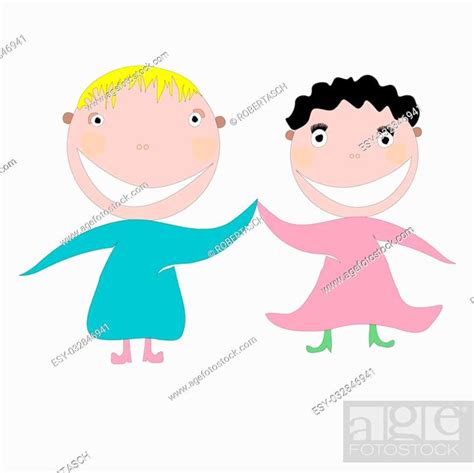 little happy kids vector art illustration, more drawings in my gallery ...