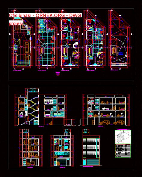 Ofis Binas Dwg Projesi Autocad Projeler