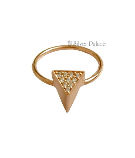 Rose Gold Silver Triangle Block Ring For Women Silver Palace