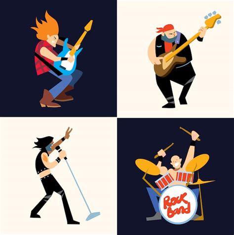 Premium Vector Rock Band Music Group Vector Illustration