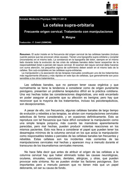 PDF Frecuente Origen Cervical Tratamiento Con Manipulacionesgbmoim