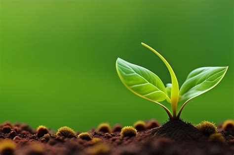 Un Fondo Verde Con Una Planta Que Crece Fuera De L Foto Premium