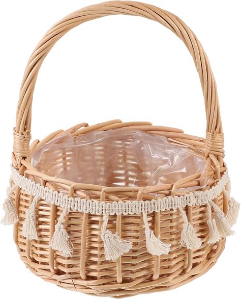 Cabilock Hochzeit Blumenkorb Mit Henkel Rattan Weidenkorb Picknickkorb