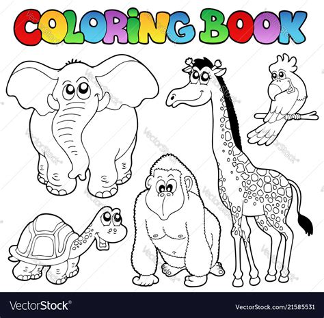 Coloring Book Tropical Animals 2 Royalty Free Vector Image