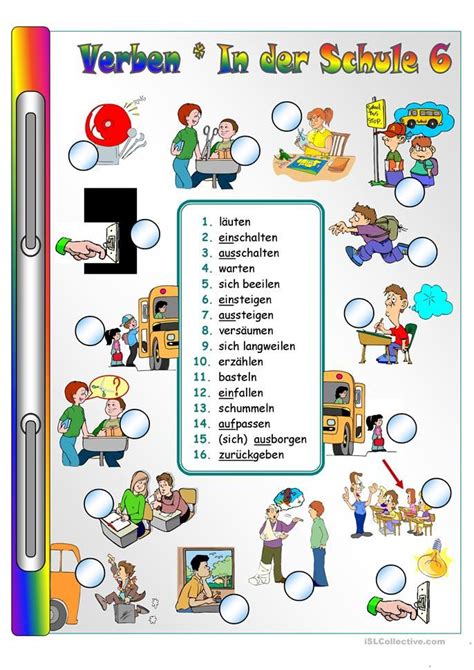 Verben In Der Schule Bungen Verben Schule Daf