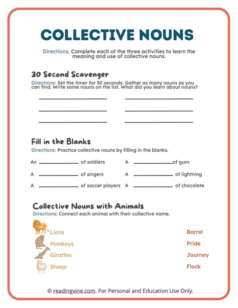 Collective And Compound Nouns Worksheet