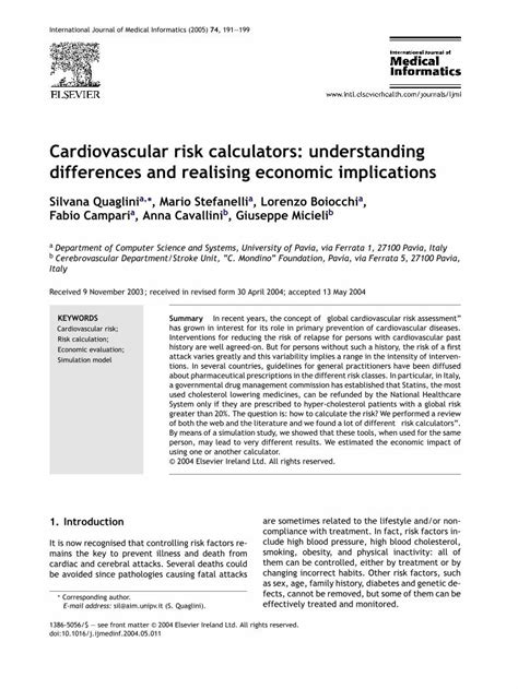 Pdf Cardiovascular Risk Calculators Understanding Differences And