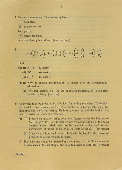 ‘o Level Examination Papers — Icl Ces Computer Education In Schools