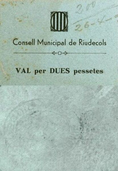 2 Pesetas Riudecols Municipality Of Riudecols Numista