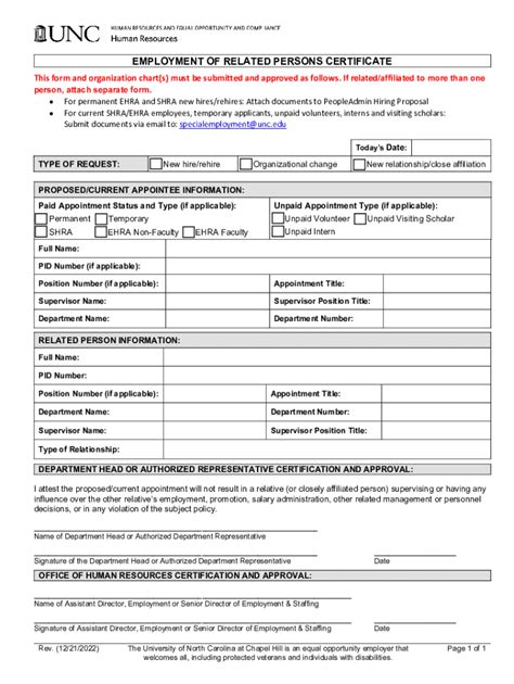 Fillable Online Hr Unc Nepotism Certificate Fax Email Print Pdffiller