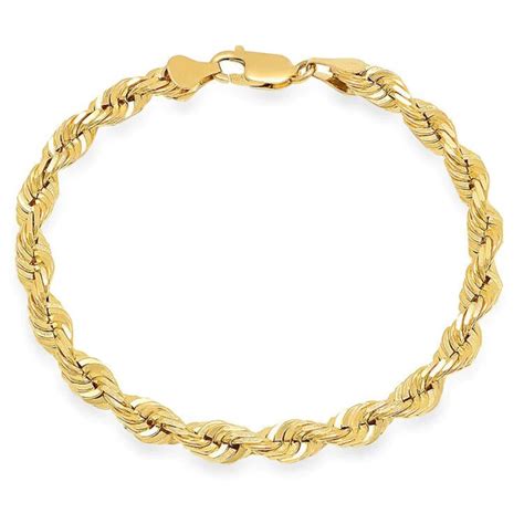 10k Gold Rope Bracelet Gold Solid Links Diamond Cut Etsy