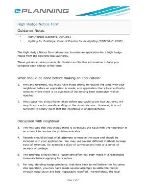 Fillable Online Eastlothian Gov High Hedge Notice Form Guidance Notes