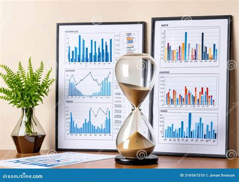 Time Management Concept Hourglass With Line Graphs Stock Illustration Illustration Of Chart