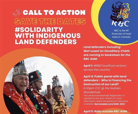 Support Wetsuweten Land Defenders ~ At Rbcs Agm In Saskatoon April