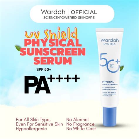 jual  wardah uv shield physical sunscreen serum spf  pa