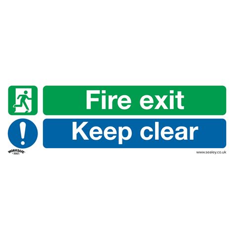 Sealey Ss32v1 Safe Conditions Safety Sign Fire Exit Keep Clear Large