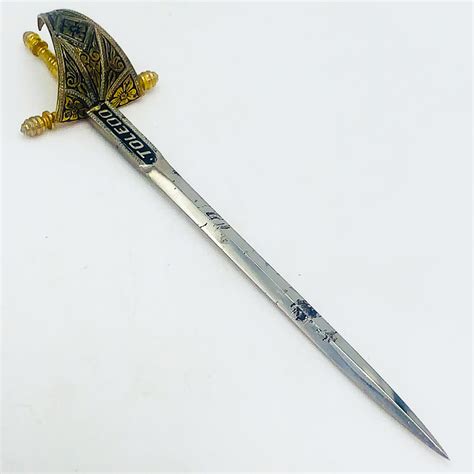 vintage spanish toledo sword letter opener artedeco  antiques