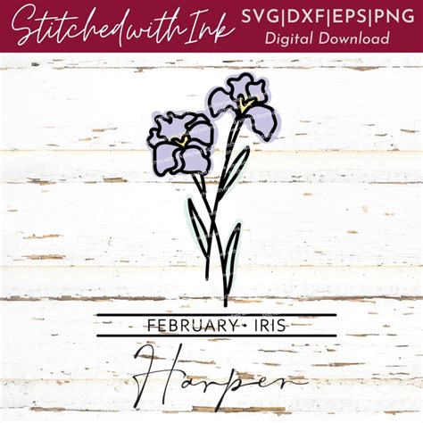 Iris Svg February Birth Month Flower SVG Birth Flowers Svg Etsy