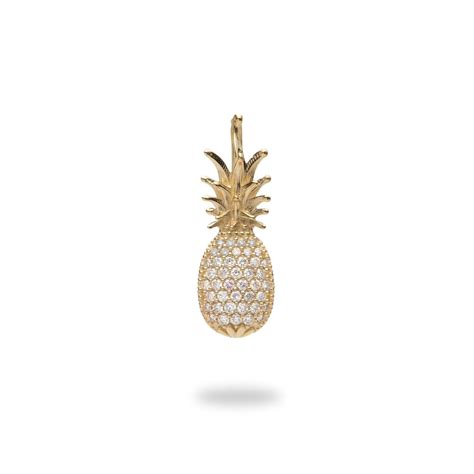 Pineapple Pendant In 14k Yellow Gold With Diamonds