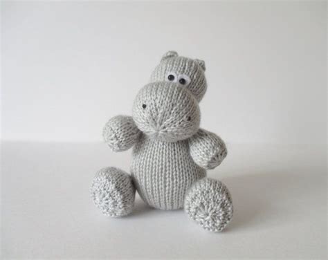 Huggins The Hippo Toy Knitting Pattern Etsy Knitted Stuffed Animals