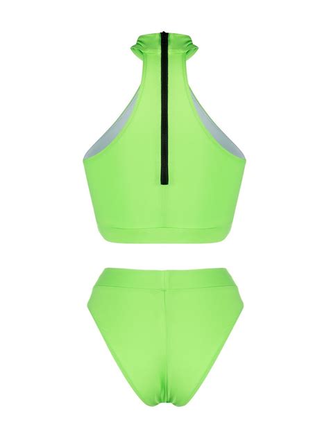 Noire Swimwear Bahamas Cut Out Two Piece Bikini Green FARFETCH