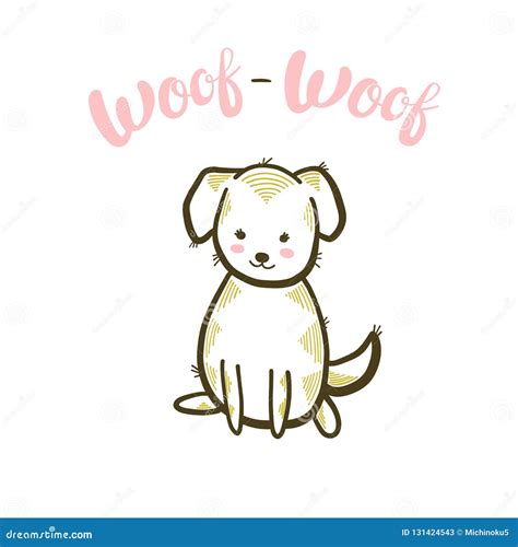 Woof Woof Cute Little Dog Vector Illustration Stock Vector