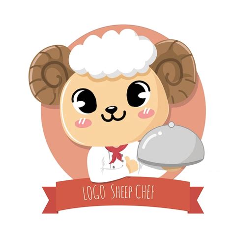 Logo De Ovejas Chef Lindo Vector Premium