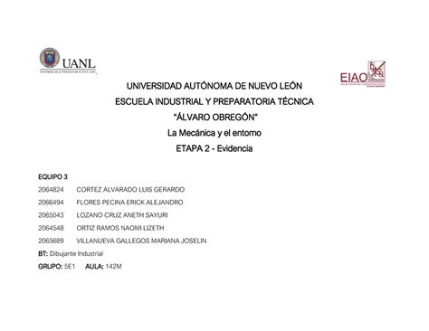 Eq Ev E Lme Evidencia De Aprendizaje Etapa Universidad Autnoma