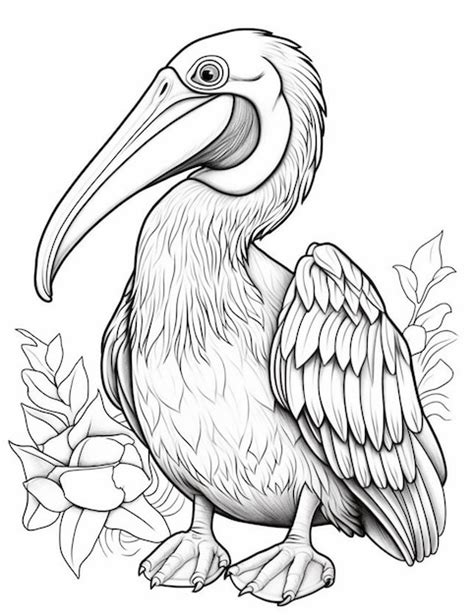 Premium Ai Image A Drawing Of A Pelican With A Large Beak And A Long