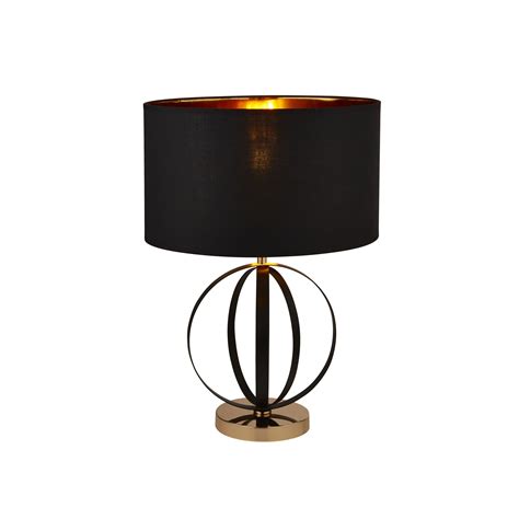 Searchlight tafellamp Ø 38 x 58 cm zwart en goud Lichtkoning