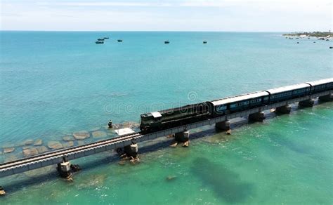 Indian Rameswaram Long Railway Bridge Editorial Photo - Image of long ...