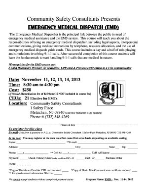 Fillable Online Emergency Medical Dispatch Emd Fax Email Print