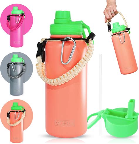 32oz Insulated Water Bottle With Paracord Handle And Straw