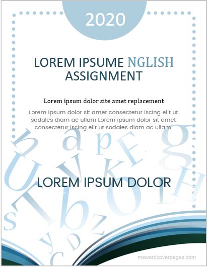 English Assignment Cover Page Templates | MS Word Cover Page Templates