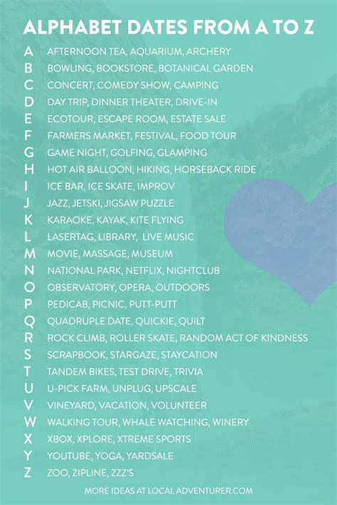 Alphabet Dating Ideas Creative Date Night Ideas From A To Z