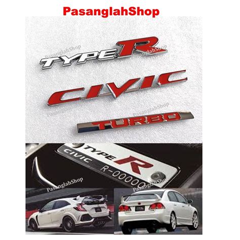 Honda Civic Type R Civic Turbo Emblem Logo Shopee Malaysia