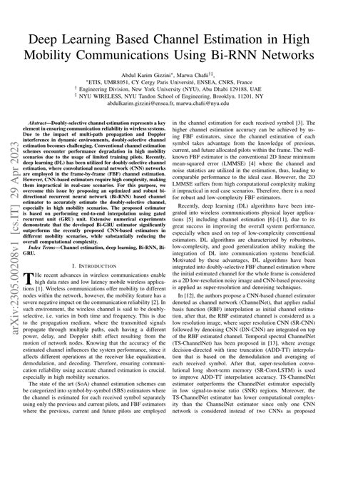 Pdf Deep Learning Based Channel Estimation In High Mobility