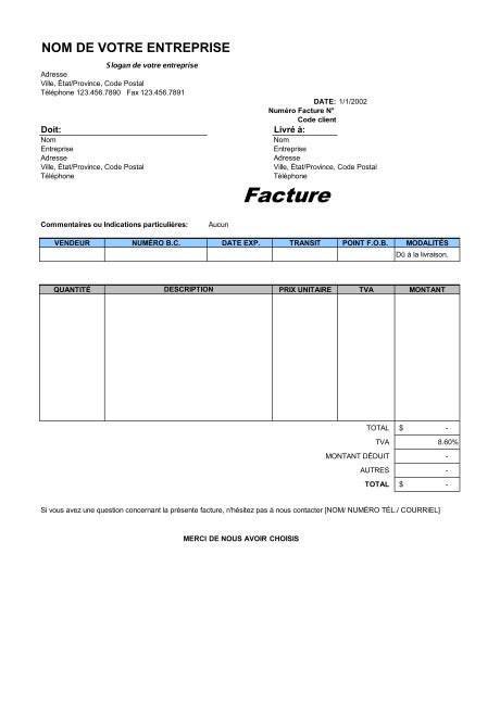 Modèle facture vente voiture occasion tout degorgement