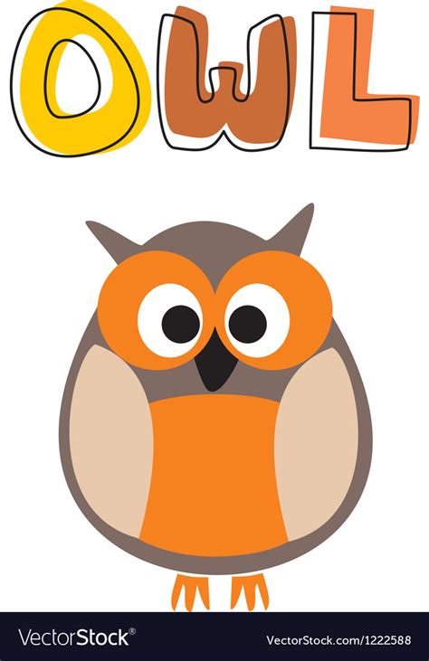 O Is For Owl Owl Under School Hand Drawn Word Vector Image