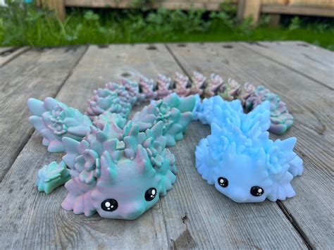 3D Printed Articulating Axolotl Dragon Kosha Baby And Adult Sizes