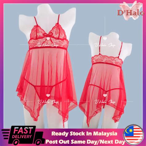 Ready StockSY138 Lingerie Set Short Dress Night Dress Night Wear Plus