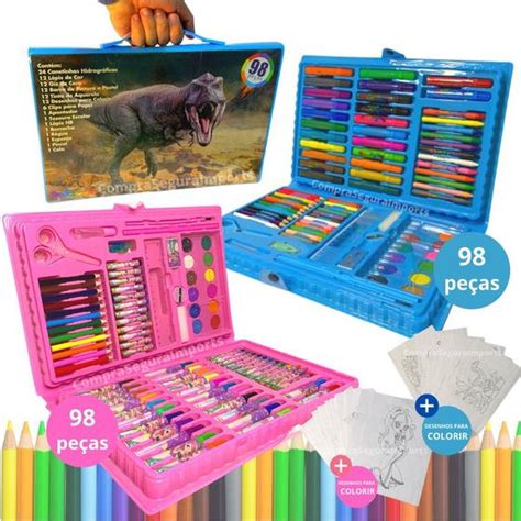 Maleta De Pintura Infantil Estojo Pe As Para Colorir Amoria