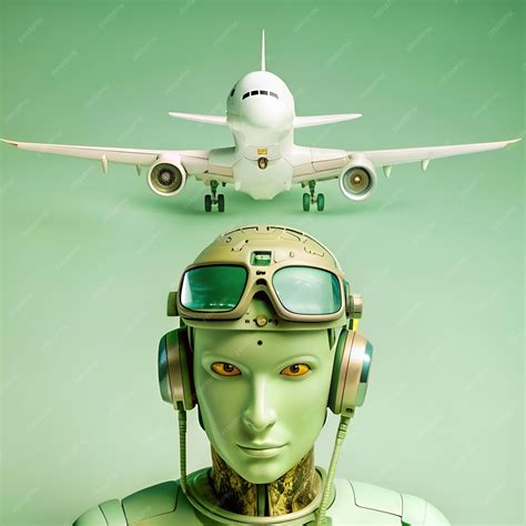A futuristic AI pilot with goggles and headphones stares intently at a